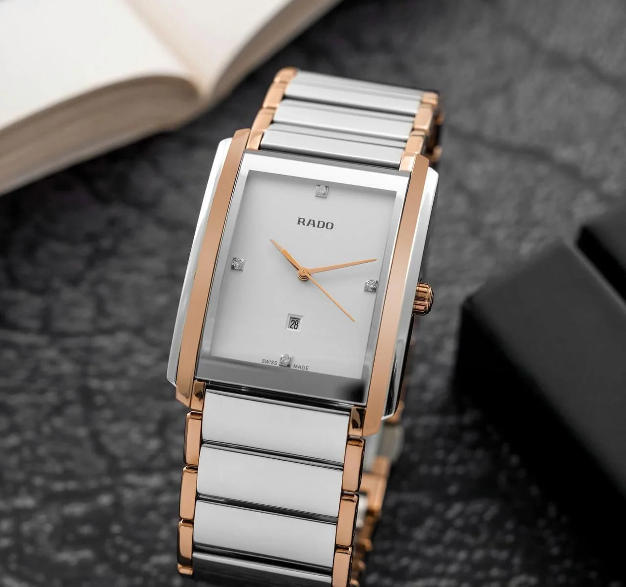 Rado Integral Diamonds watch in high-tech white ceramic and rose gold