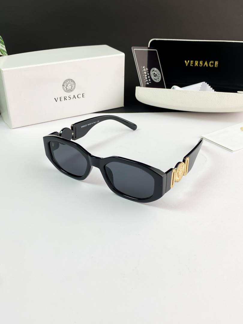 Versace VE4361 Medusa Biggie sunglasses in black with grey lenses.