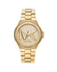 Michael Kors Lennox Pavé Logo Rose Gold-Tone ladies Watch