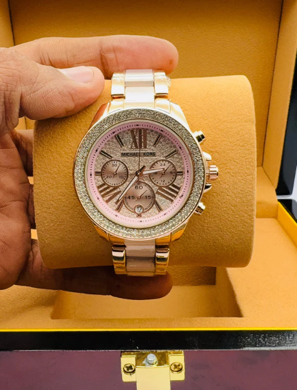 MICHAEL CORS WREN CRYSTAL PAVE DIAL CHRONOGRAPH LADIES WATCH