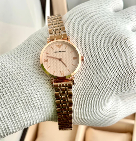 Emporio Armani Textured Pattern Rose Gold ladies watch