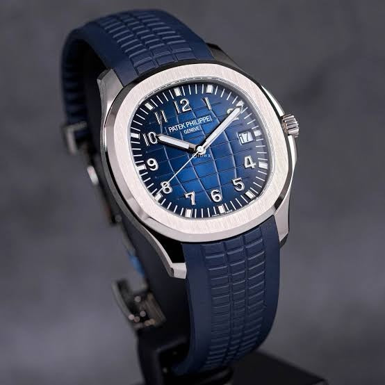 Patek Philippe Aquanaut Blue embossed Dial White gold Watch 5168G-001
