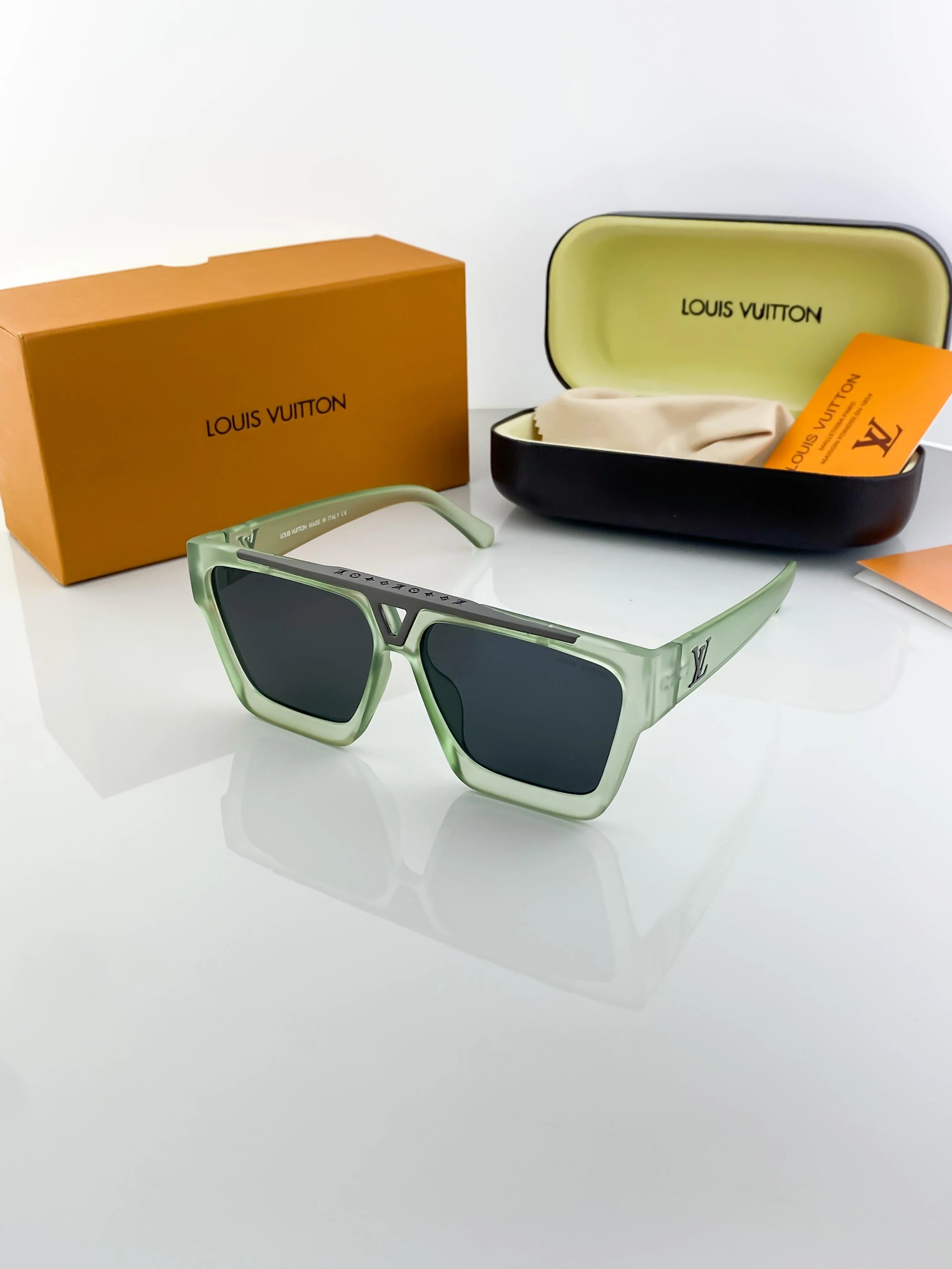 Louis Vuitton 1.1 Evidence sunglasses in a green color variant.