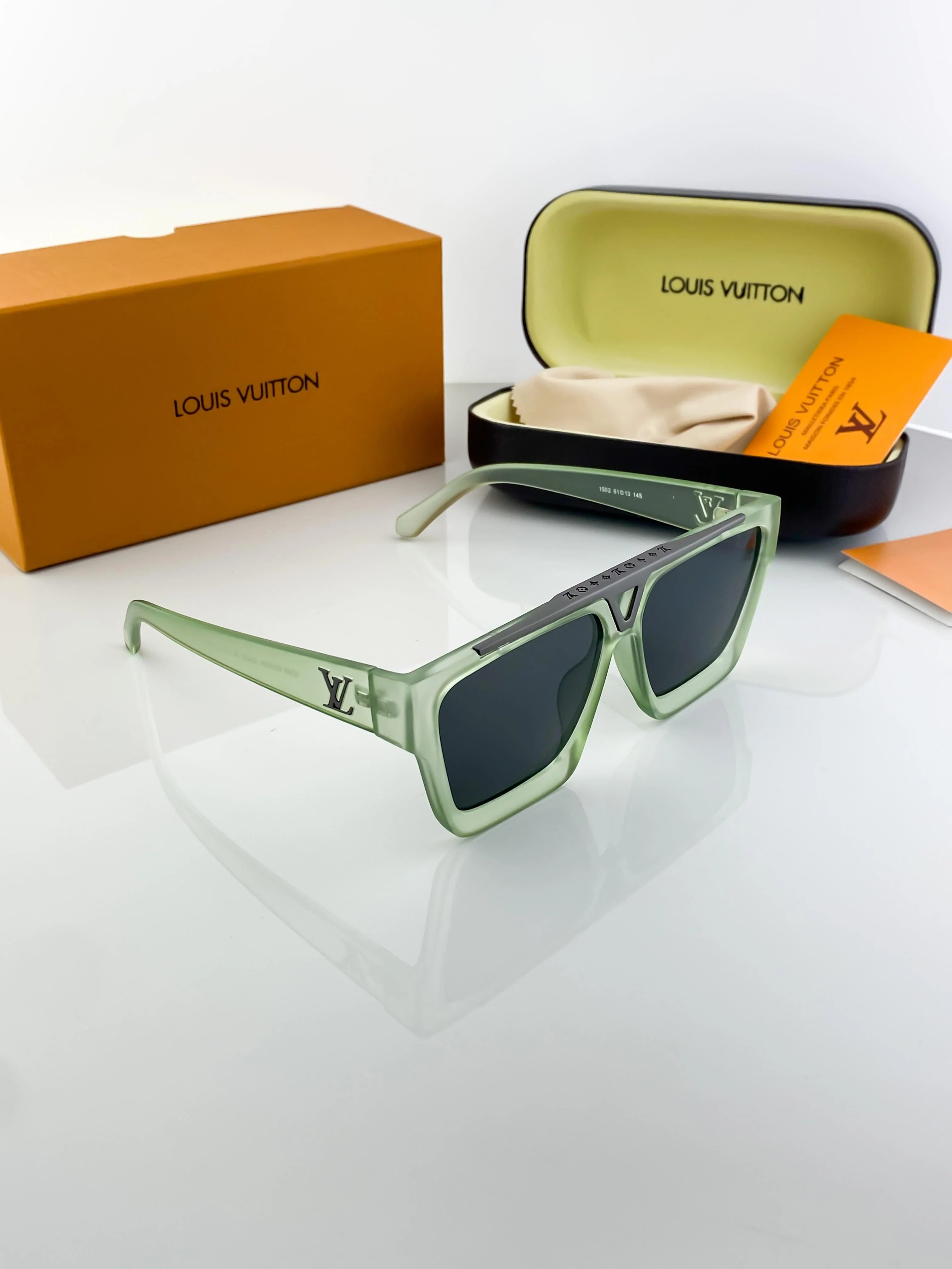 Louis Vuitton 1.1 Evidence sunglasses in a green color variant.