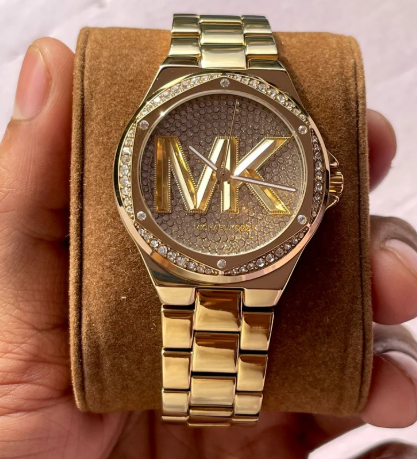 Michael Kors Lennox Pavé Logo Rose Gold-Tone ladies Watch